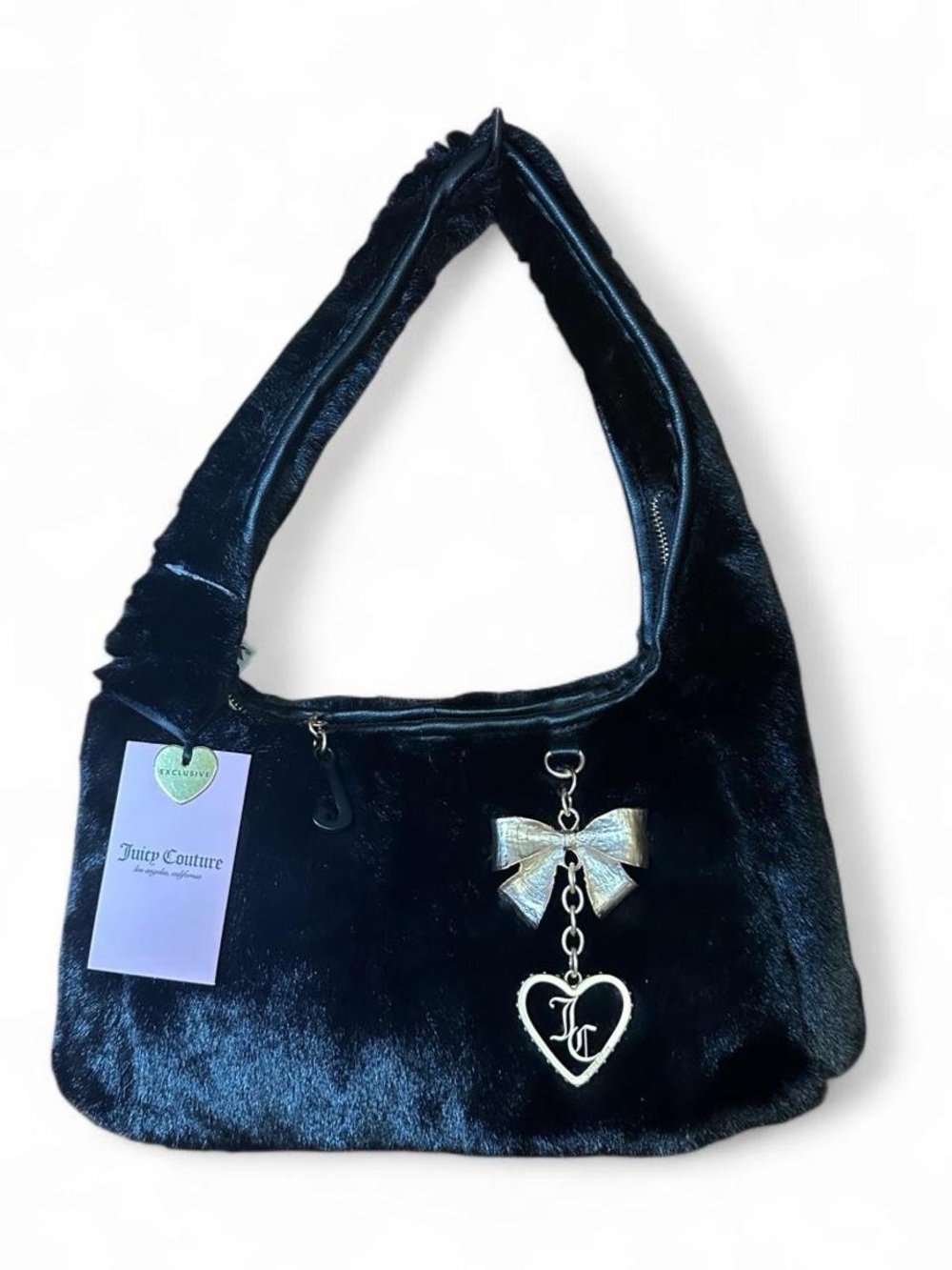 Juicy Couture “Juicy Soul Sister Hobo/Coho, Black Faux Fur Shoulder Bag